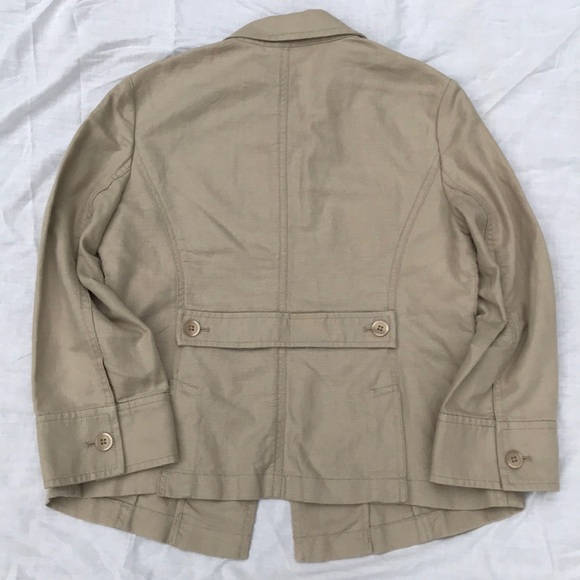 Ann Taylor tan linen blend blazer 3/4 sleeve sz 4 - Picture 2 of 7